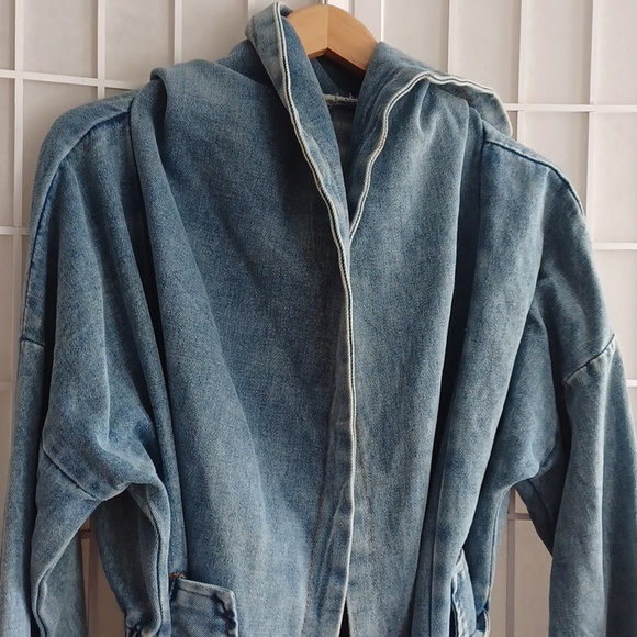 Denim Casual Parka Jacket With Hoodie - Picture 2 of 14